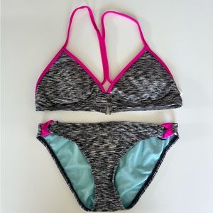 Athleta pink/black spacedye bikini, medium